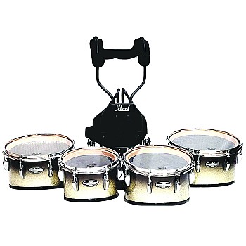 Pearl 10/12/13/14 PMTCCS0234 Championship Marching Quad w/Carrier, Black Slv (113-1-BSB Shallow)