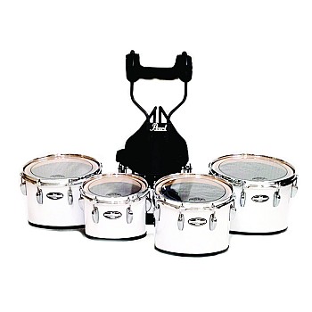 Pearl 10/12/13/14 PMTCC0234 Championship Marching Quad w/Carrier, White (15-1-W)