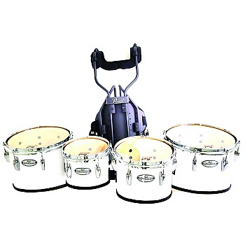 Pearl 8/10/12/13 PMTM8023 Championship Marching Quad w/Carrier, White (2-1-W)