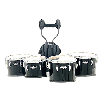 Pearl 10/12/13/14 Championship Marching Quad w/Carrier, Black Mist Lacquer (3806-BML)