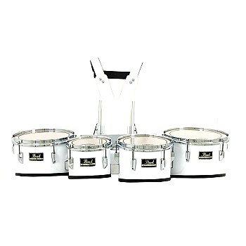 Pearl 8/10/12/13 Competitor Marching Quad w/Carrier, White (3818-W)