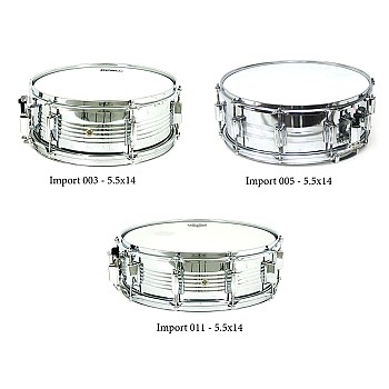 Closeout Sale! Set of 3 Import 5.5x14 Concert Snare Drums, Chrome
