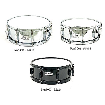 Closeout Sale! Set of 3 Pearl 5.5x14 Concert Snare Drums, Chrome &amp; Black